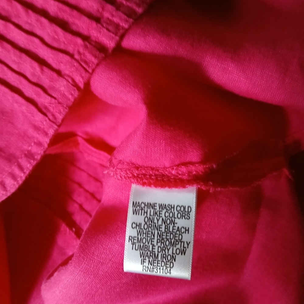 Kim Rogers Fuschia Pintuck 3/4 Sleeve Button Down Linen Shirt Size 1X - Picture 7 of 7